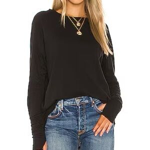 Free People Arden Tee in Black Size XS
